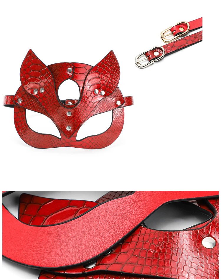 Sex Products for Women Red Leather Eye Mask and Collar