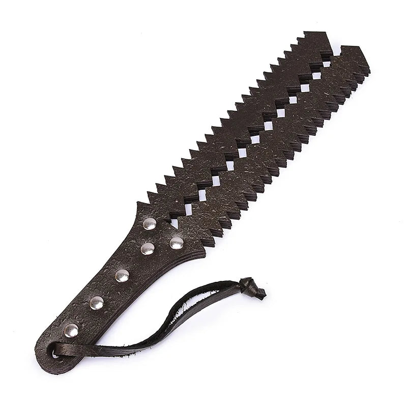 Leather Saw Shaped Flog Spank Pillory Adult Sex Toys