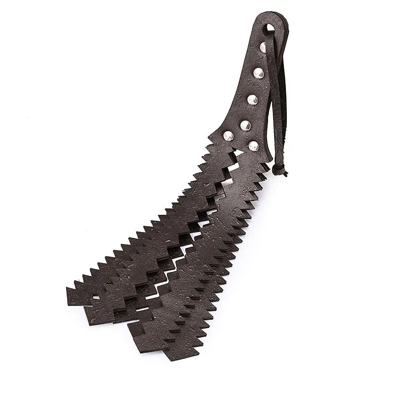 Leather Saw Shaped Flog Spank Pillory Adult Sex Toys