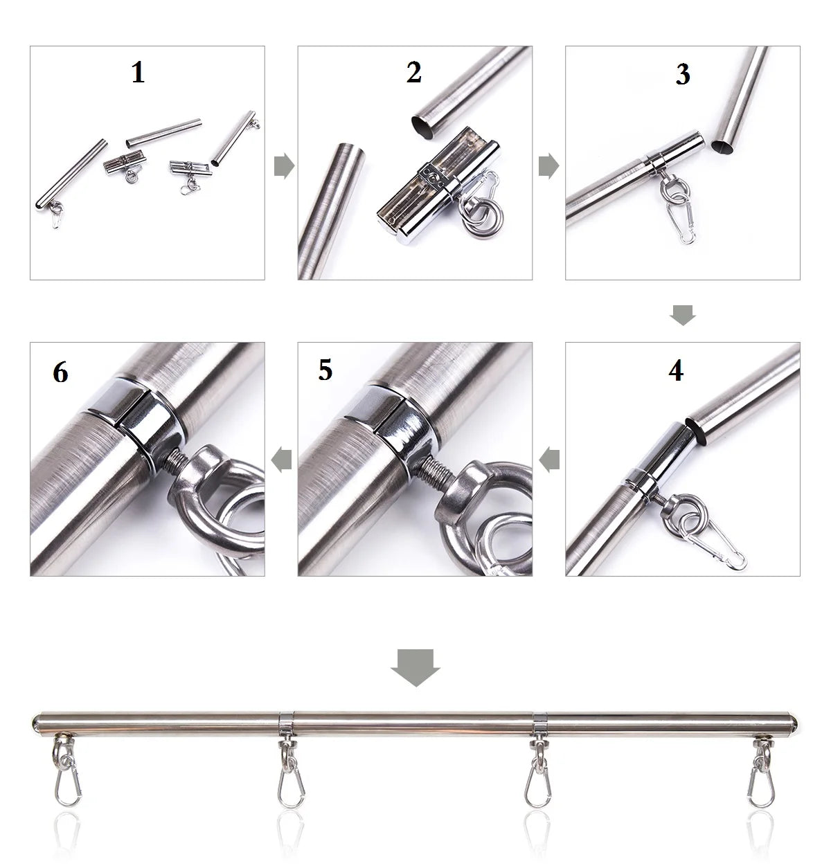 Removable Stainless Steel Spreader Bar for Sex Hand Cuffs Ankle BDSM